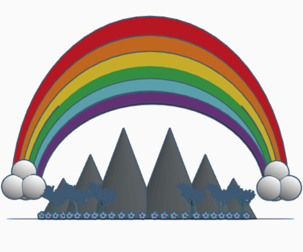 Rainbow Over a Mountain Range