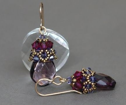 Beaded Earrings - Handmade Earrings With Swarovski Crystals, Bohemiab Glass and Miyuki Seed Beads