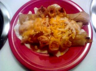 Poached Eggs Over Taquitos