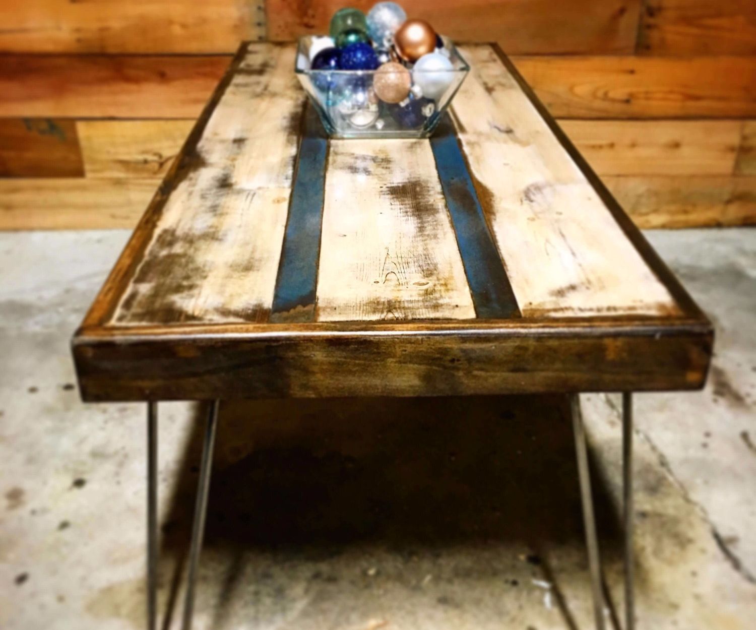 DIY Pinstripe Coffee Table