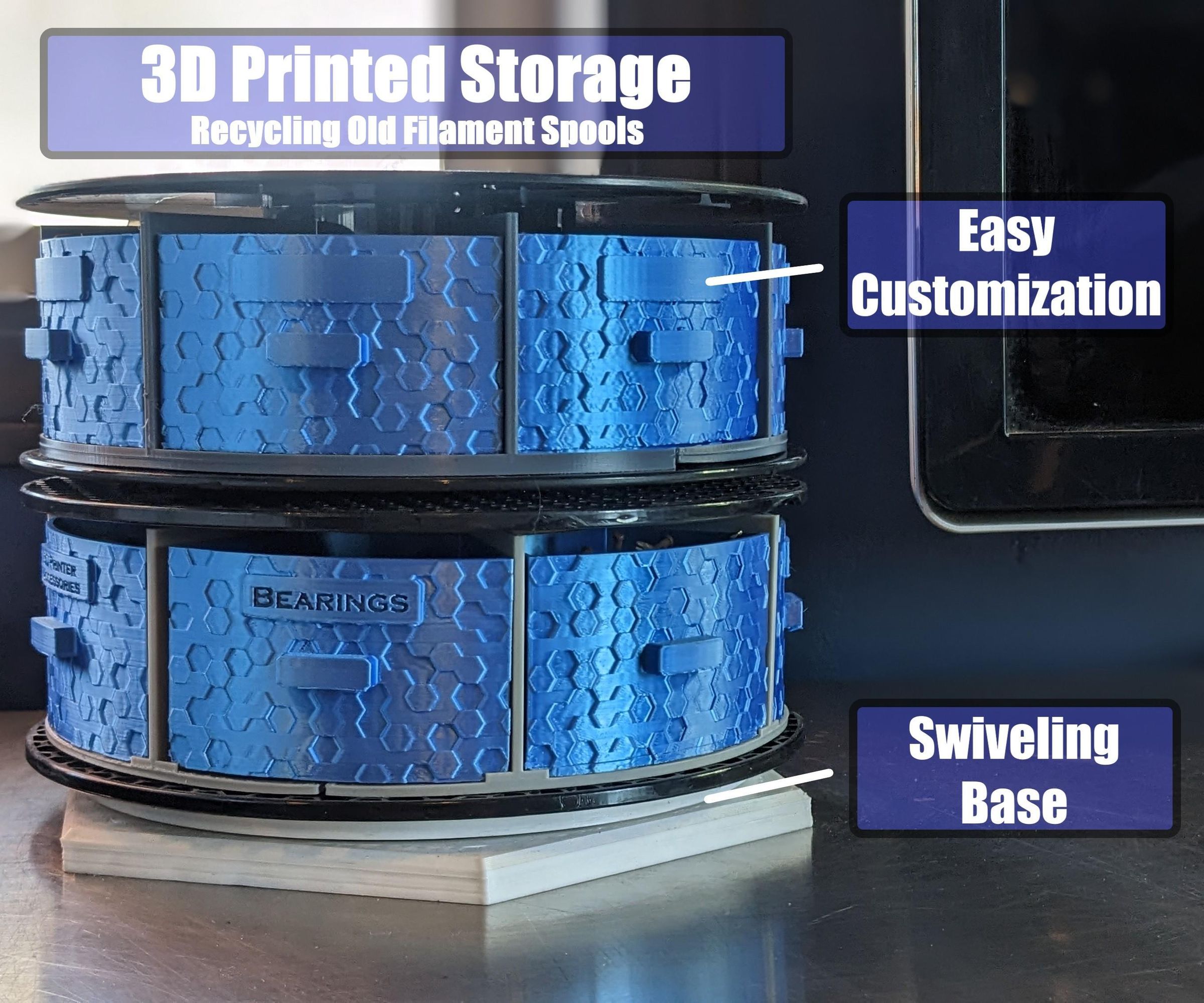 Storage Solution Using Empty Filament Spools