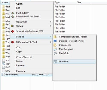 Secure Shred Individual Files Using Send to With Ccleaner
