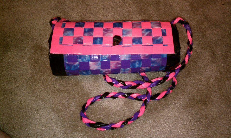 Pink, Purple, and Tye-Dye Duct Tape Purse