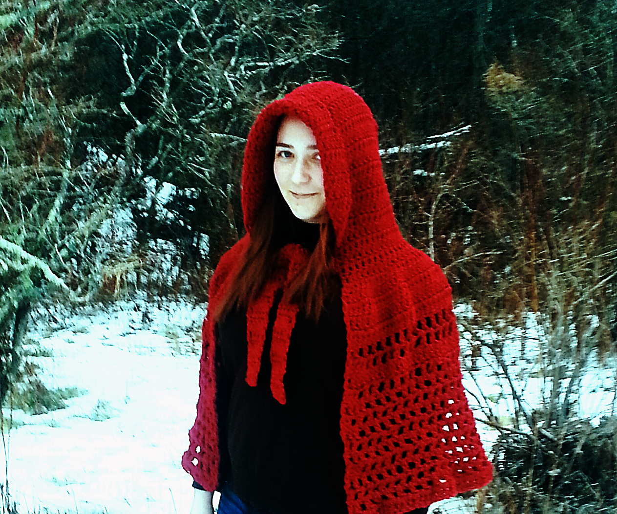 Oversized Little Red Riding Hood ❤️ Crochet Hood Little Red Riding Hood Cape Pattern main image 3
