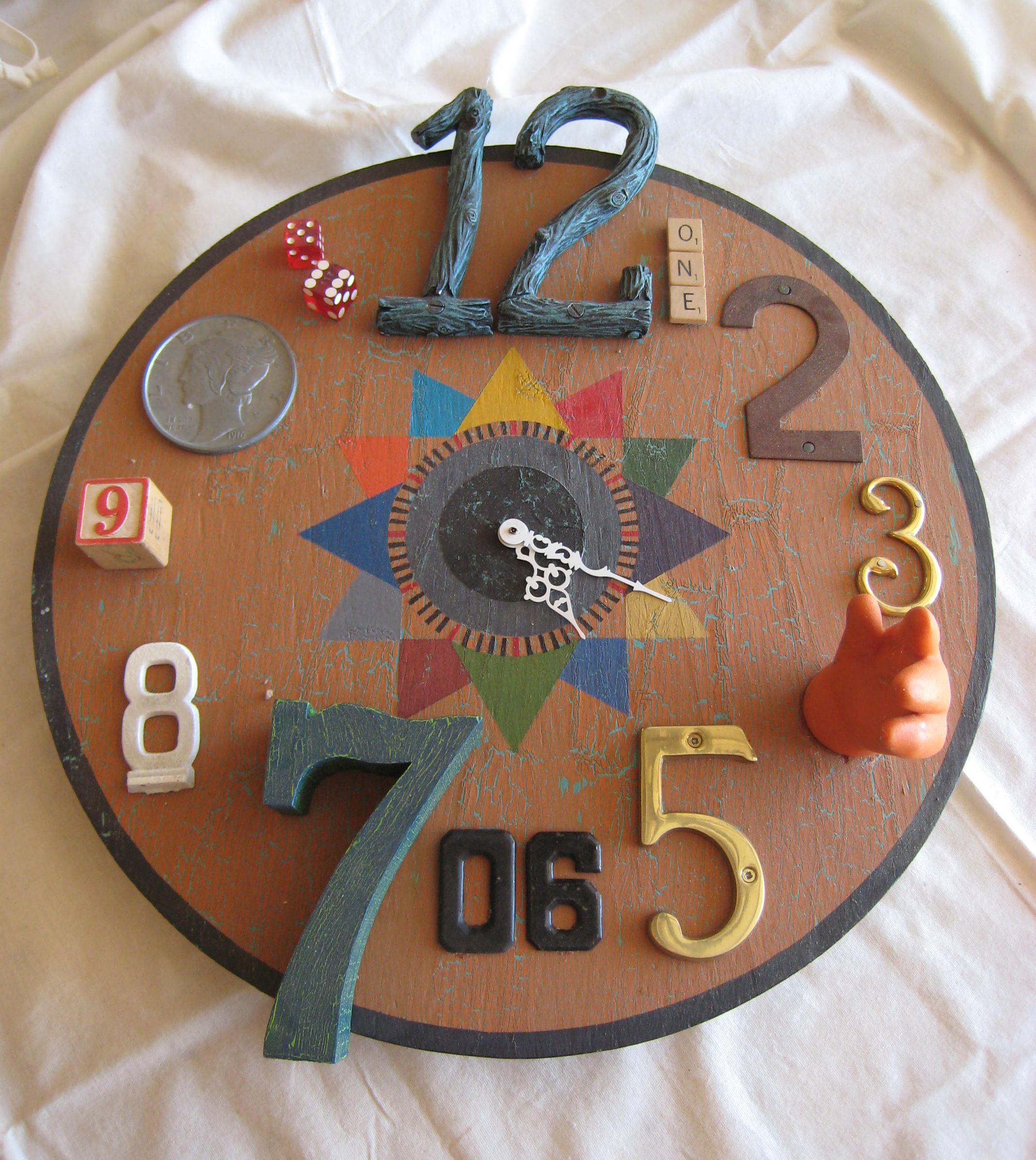 Functional Found Art Assemblage- Clock