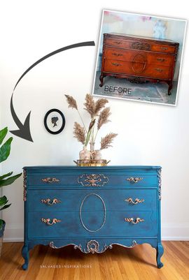 Vintage Dresser Painted in Blue and Gold | Furniture Makeover : 7 Steps  (with Pictures) - Instructables