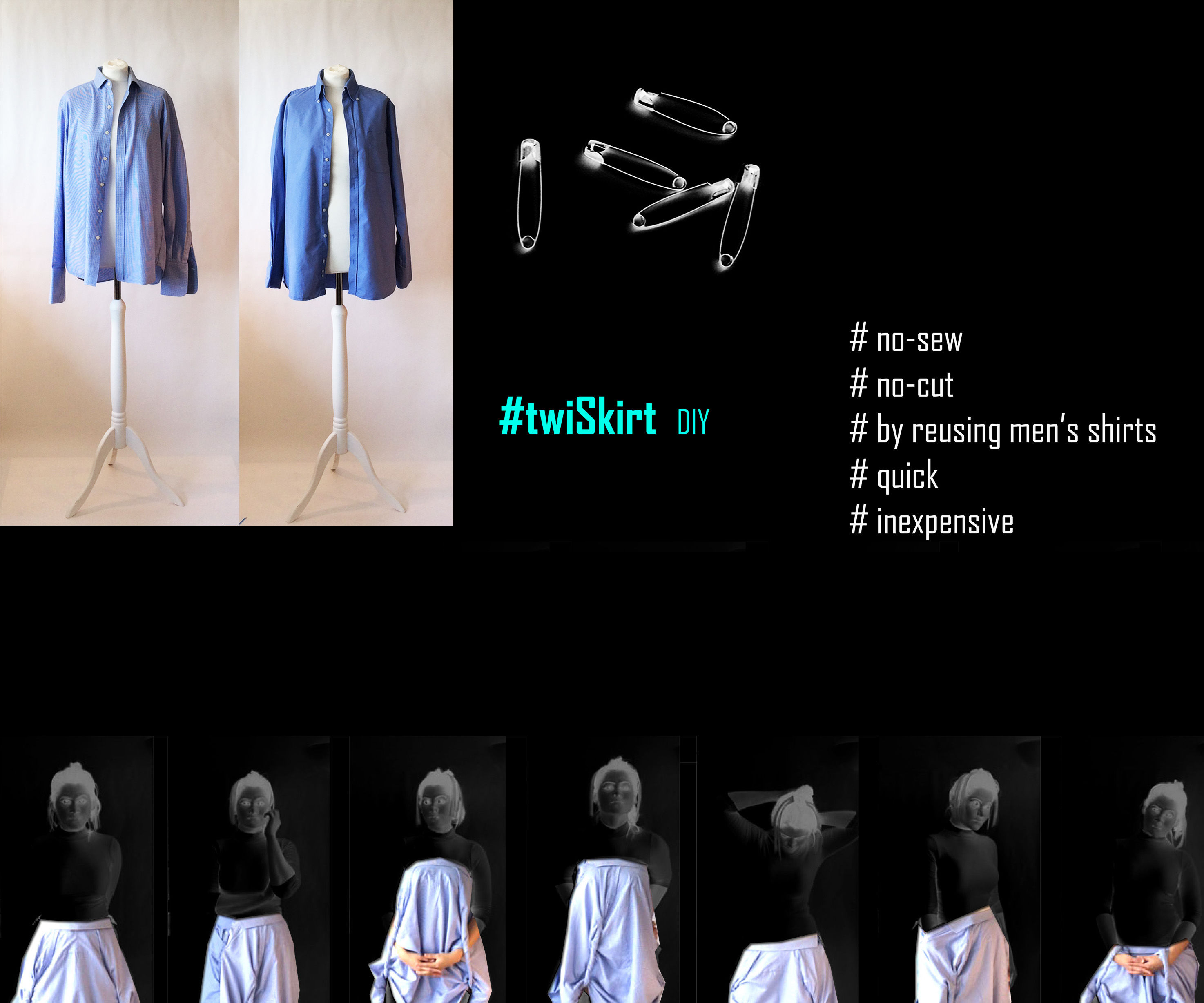 #twiSkirt : Inexpensive No-sew Womenswear From Men's Shirts DIY