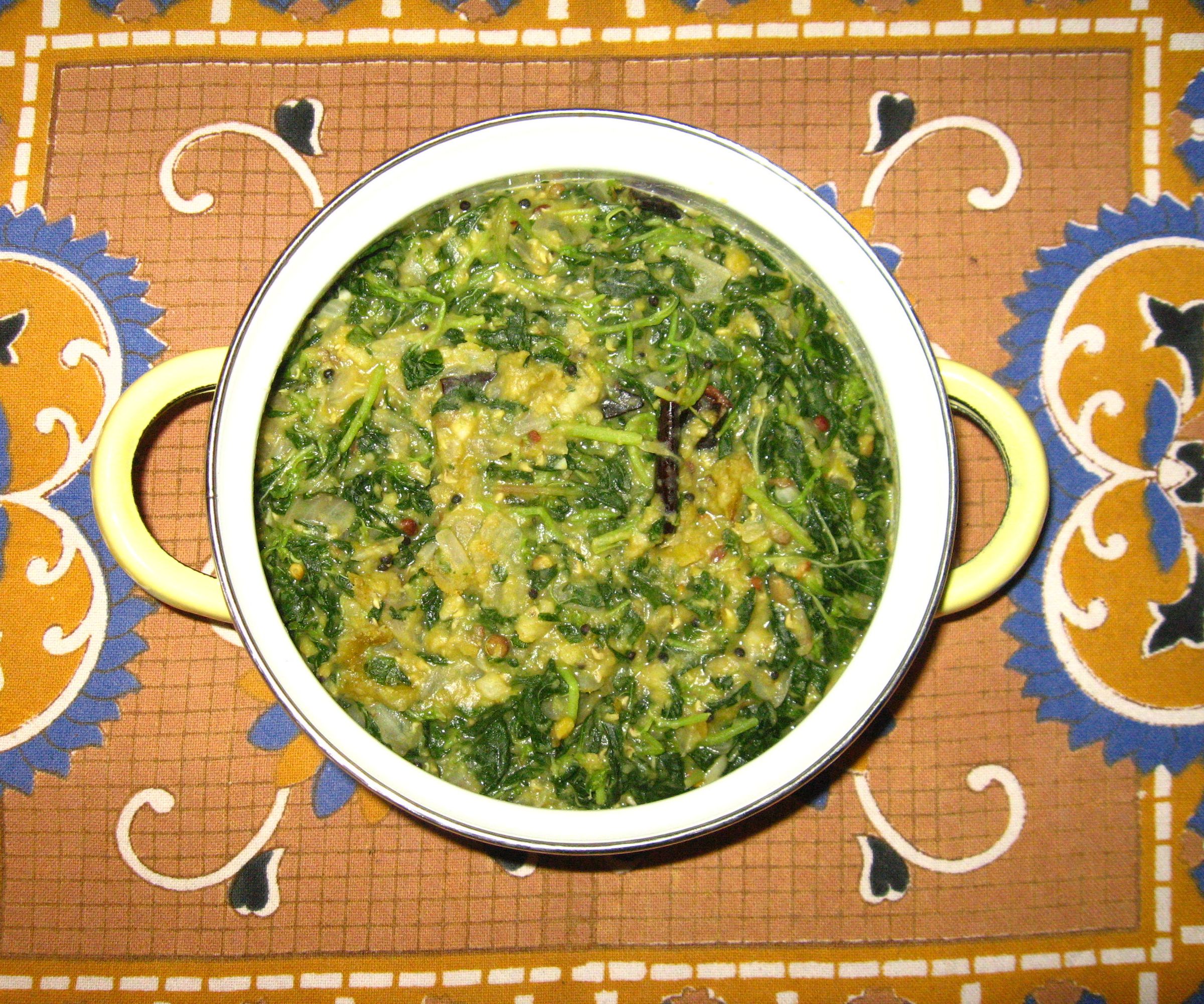 Tropical Amaranth Cooked With Split Chickpea Lentils