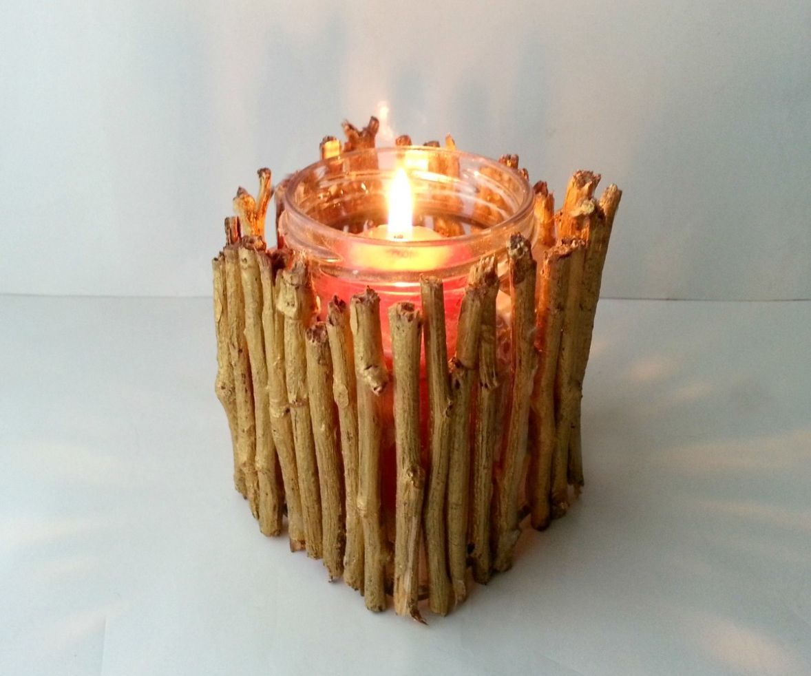 DIY Twig Candle Holders