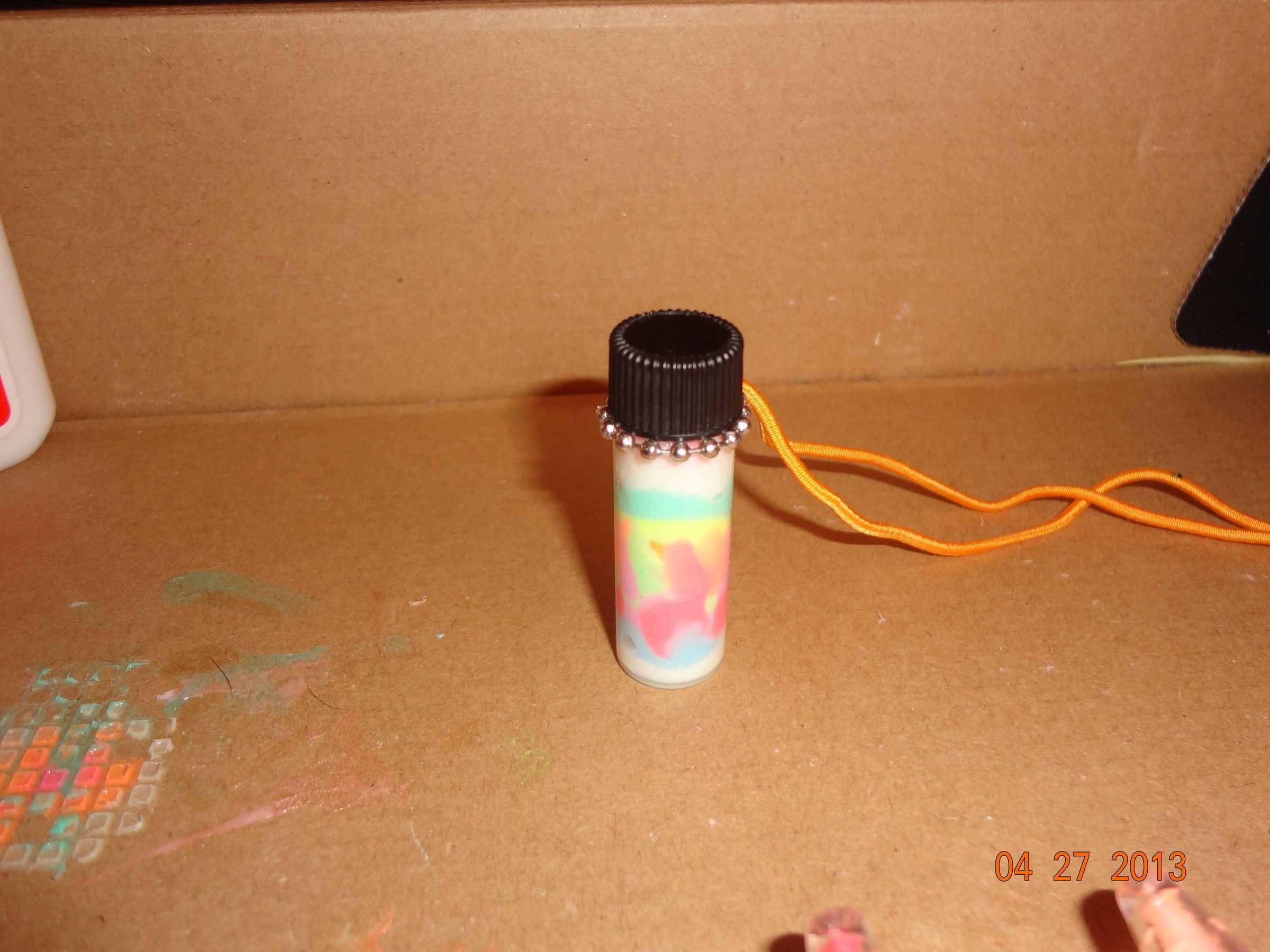 Glow in the Dark Puffy Paint Glass Vial Necklace 5 Steps Instructables