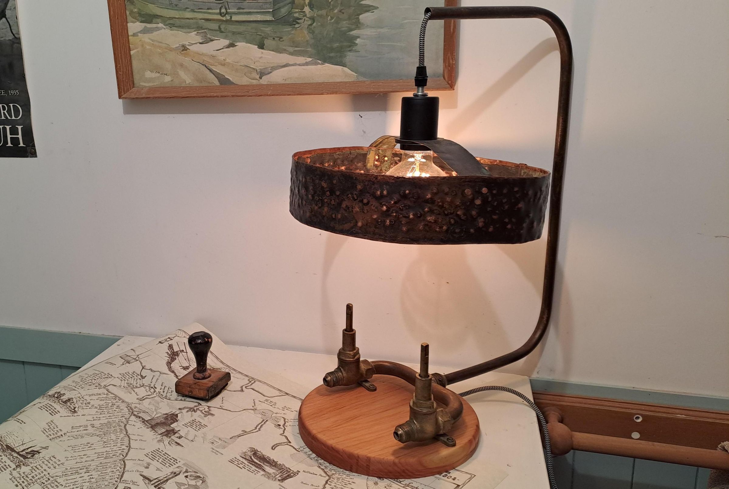 Recycled Beaten Copper Lamp