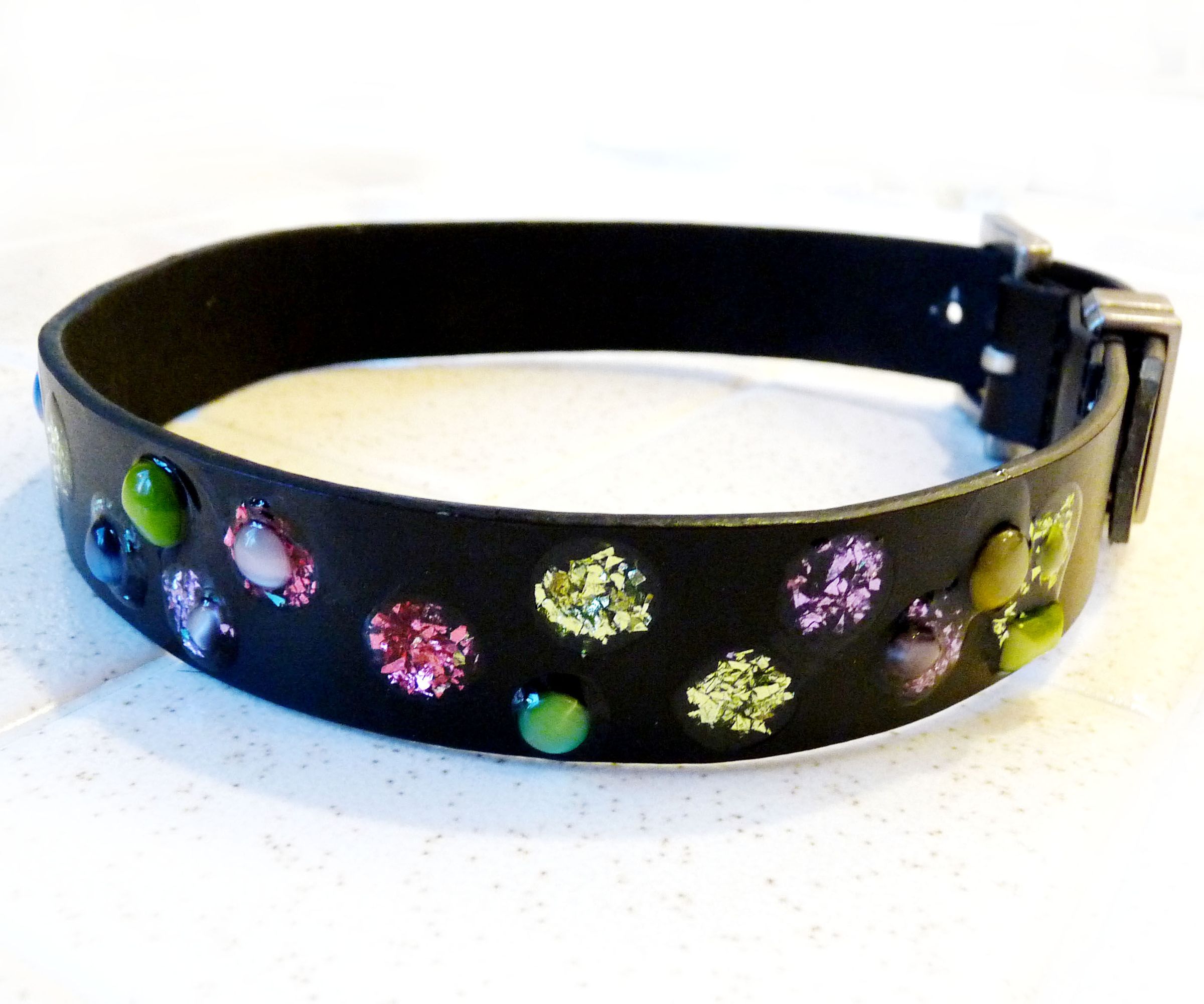 "Jeweled" Dog Collar From an Old Belt