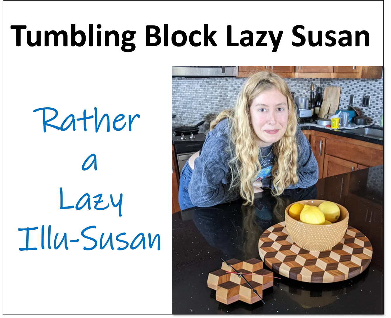 Lazy IlluSusan — a 3D Wood Serving Board Mosaic Illusion