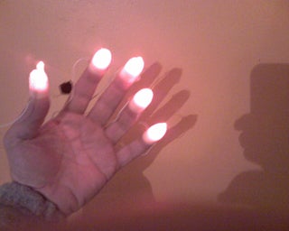 Finger Lights for Night Time Communication for the Deaf.