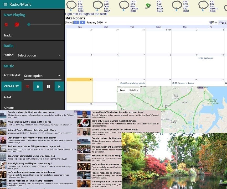 Home Automation, Information, Sound and Picture System – Touchscreen, Raspberry Pi, Node-Red