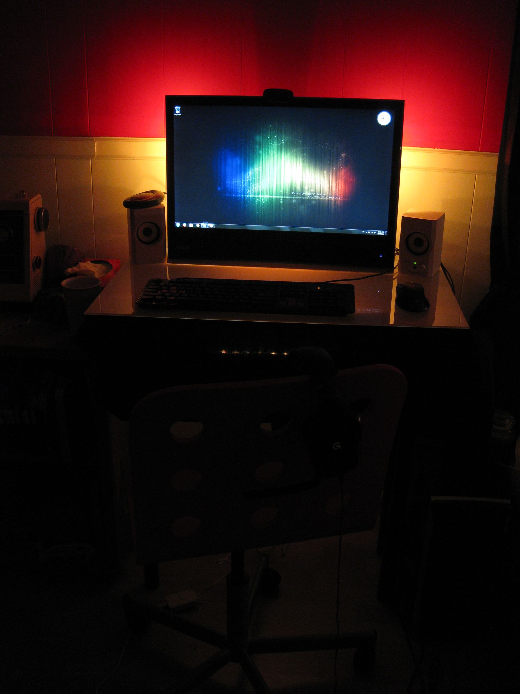 Glass Top Desk With Ambient/Bias Lighting