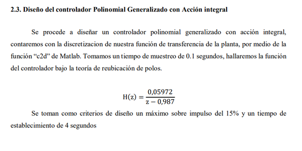 Diseño Del Controlador Polinomial Generalizado Con Acción Integral