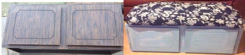 Ugly Old Cabinet to Comfortable Padded Bench