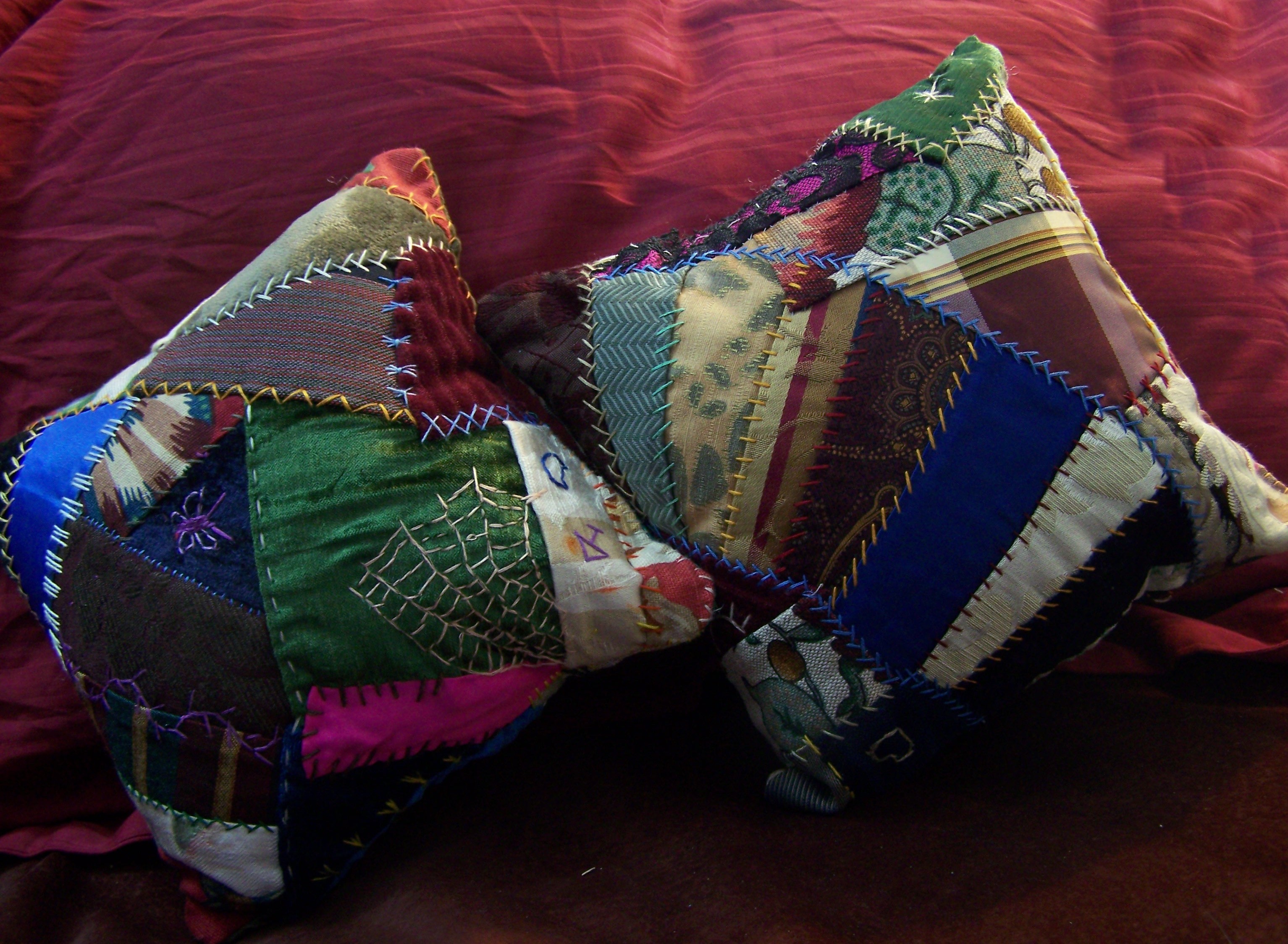 Hand Embroidered Crazy Quilt Pillows Instructables