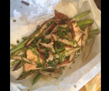 Wild Salmon, Asparagus, and Shiitakes in Parchment