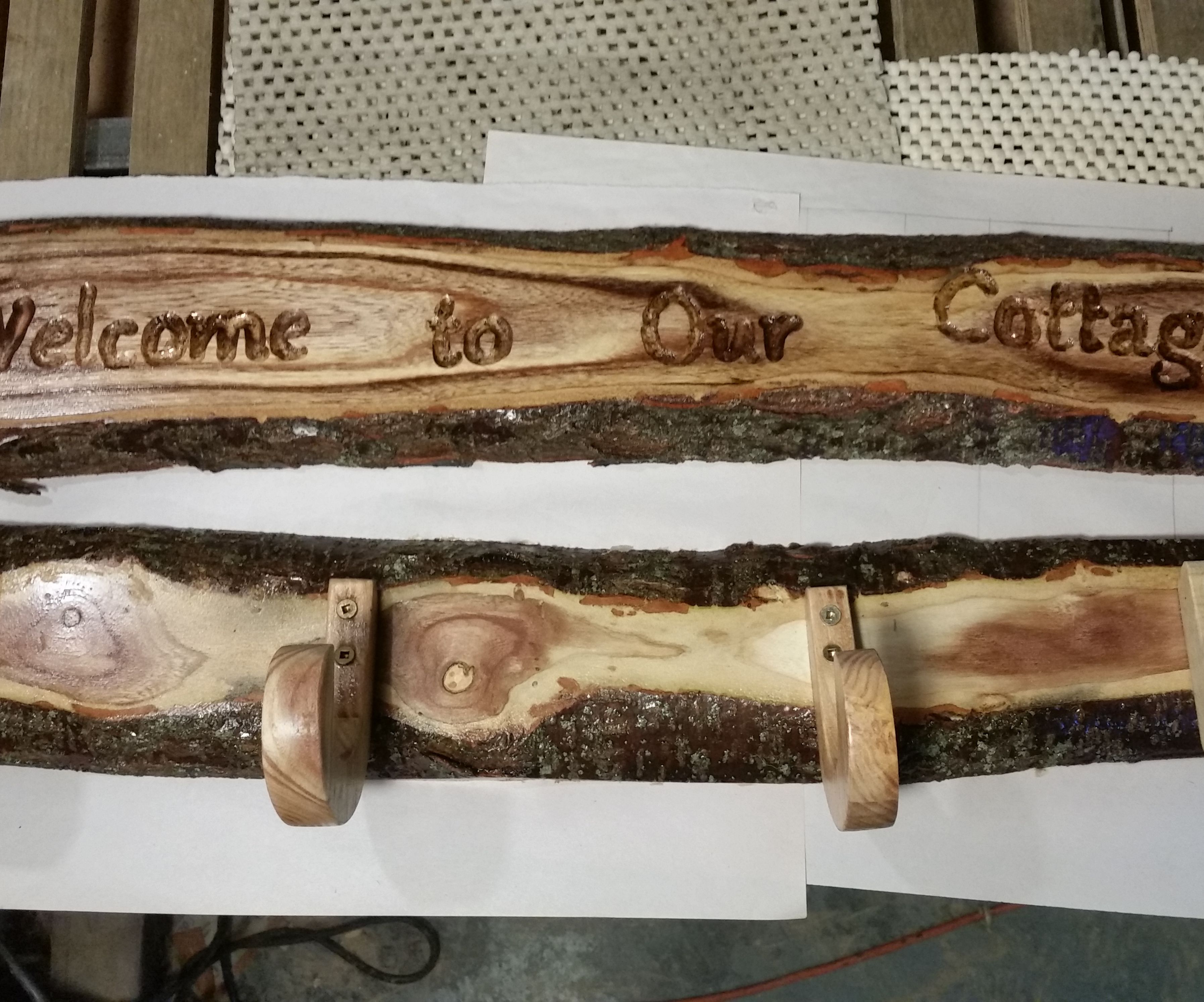 Cottage Plaque and Coat Hooks