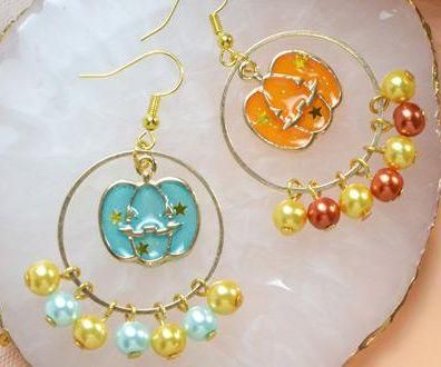 Beebeecraft Tutorial on How to Make Pearl Pumpkin Earrings