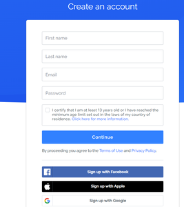 Create an Account by Using Google