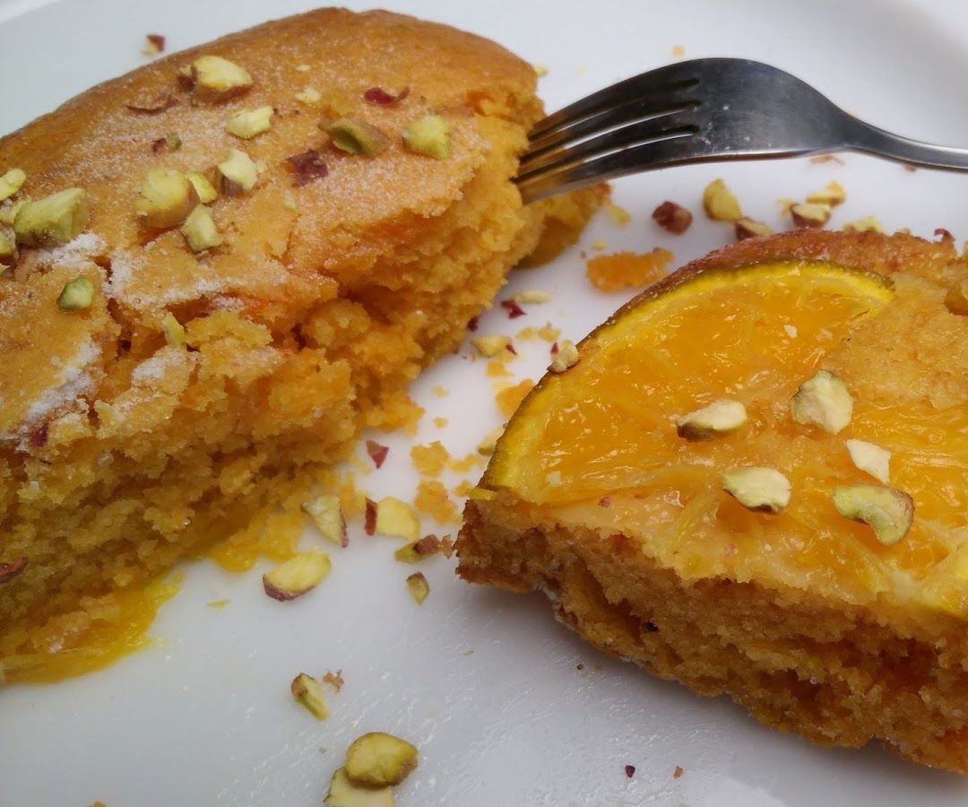 Orange Upside Down Cake in Microwave