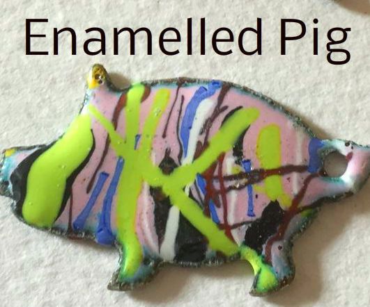 Enamelled Pig Badge 
