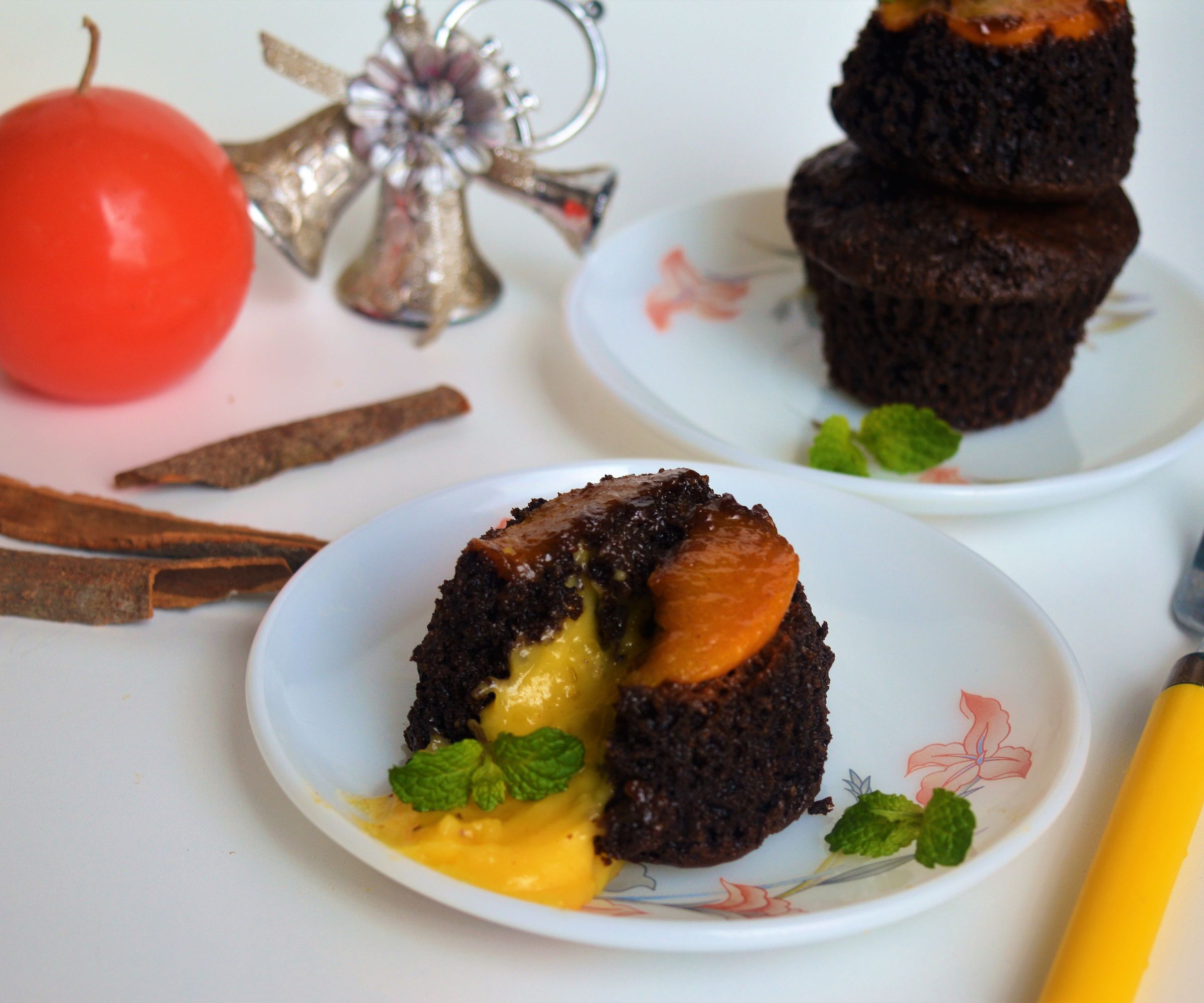 Upside Down Peach Lava Cake