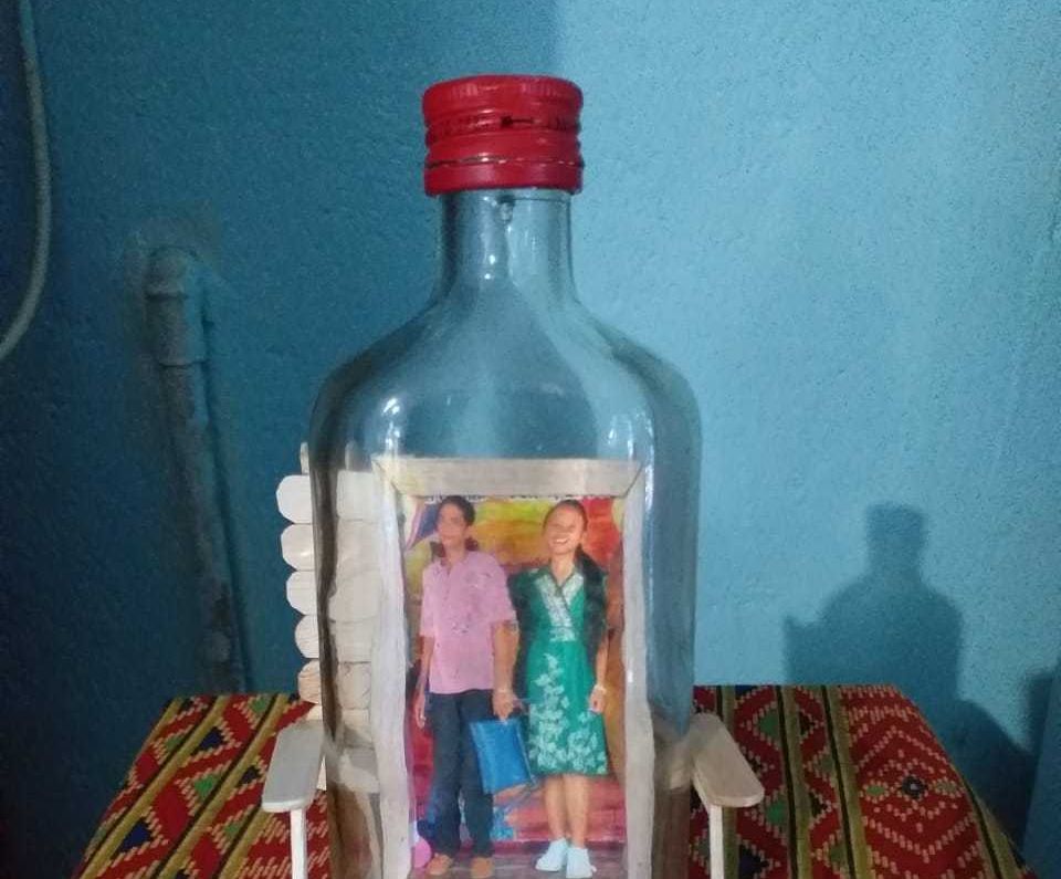 Photo in a Used Bottle As a Display