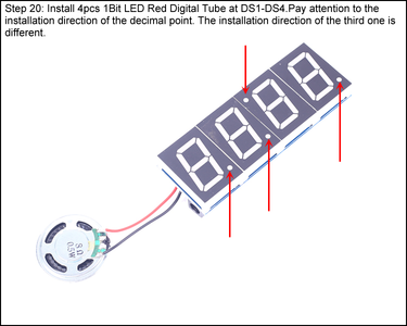 Install 4pcs 1Bit LED Red Digital Tube at DS1-DS4