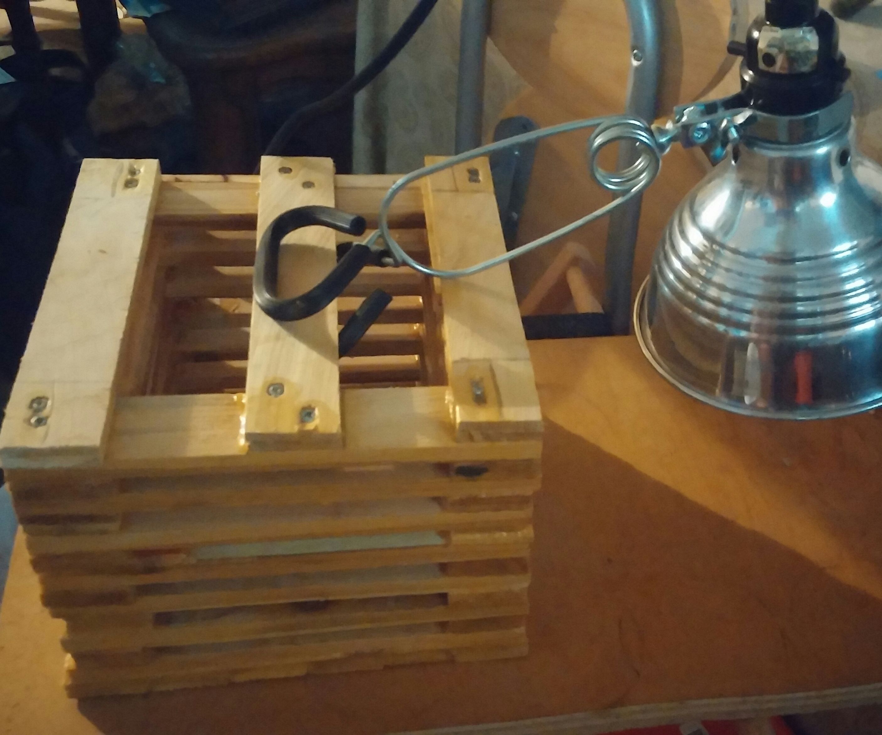 Makeshift Desk Lamp From Wood Shims