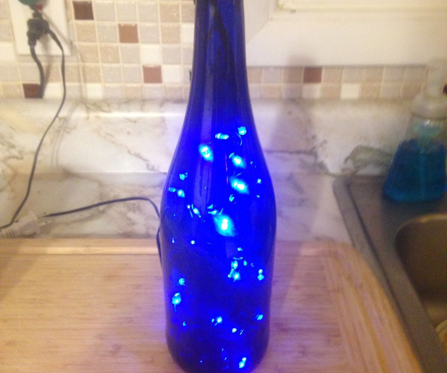 LED Wine Lamp - Simple to Make and Cool to Look at - No Drilling of Glass!
