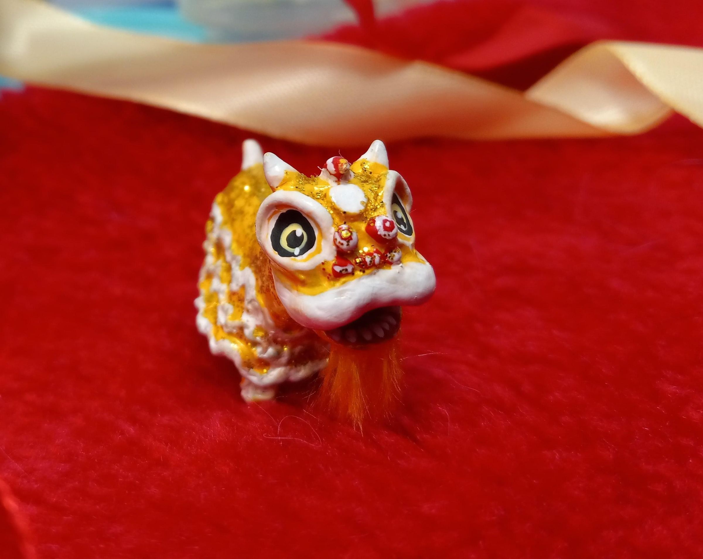 Yellow Chinese Lion Dance Miniature