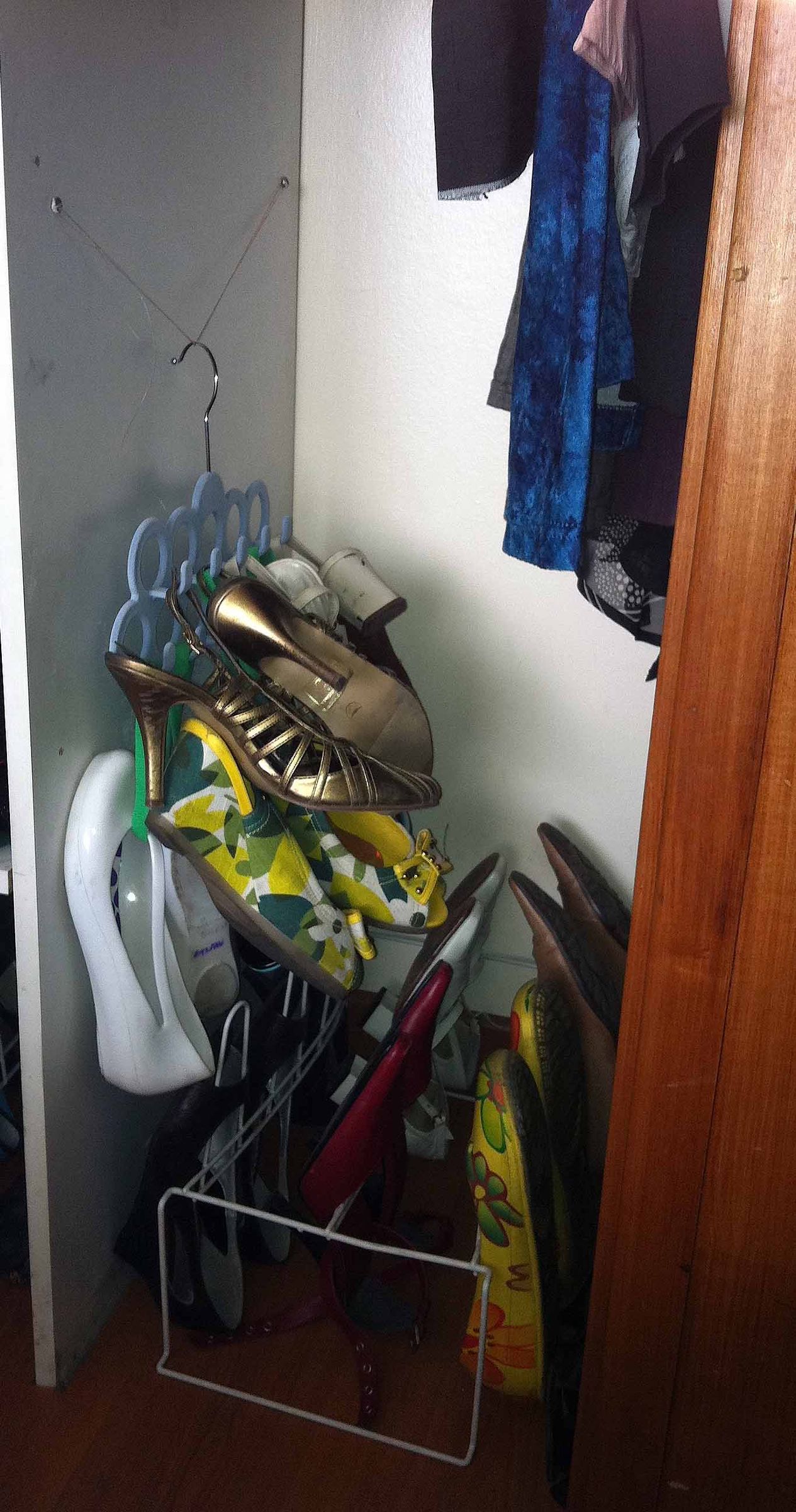 Need yet more shoe space? Use a belt hanger