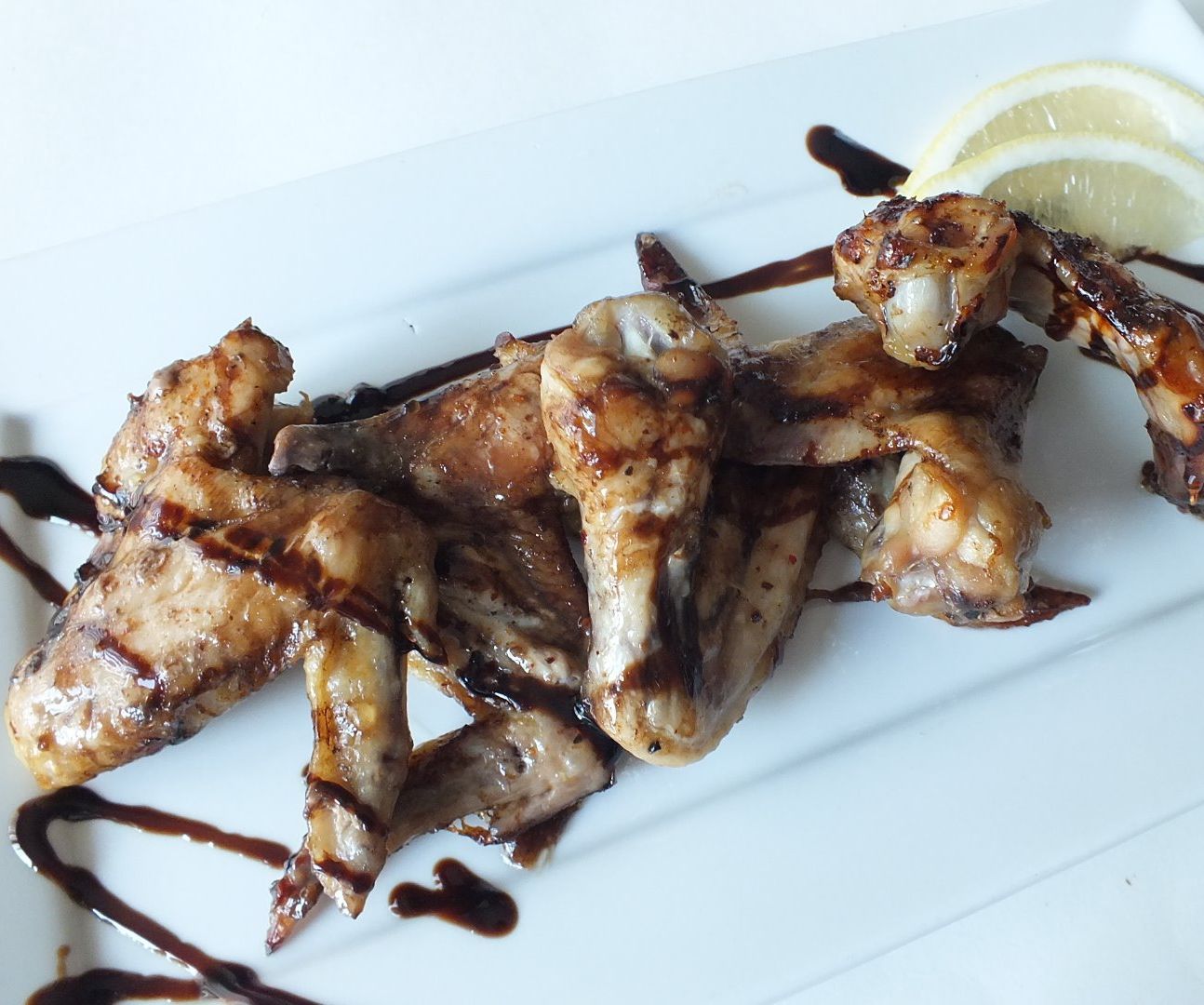 Sticky Wings & Balsamic Bean Drizzle
