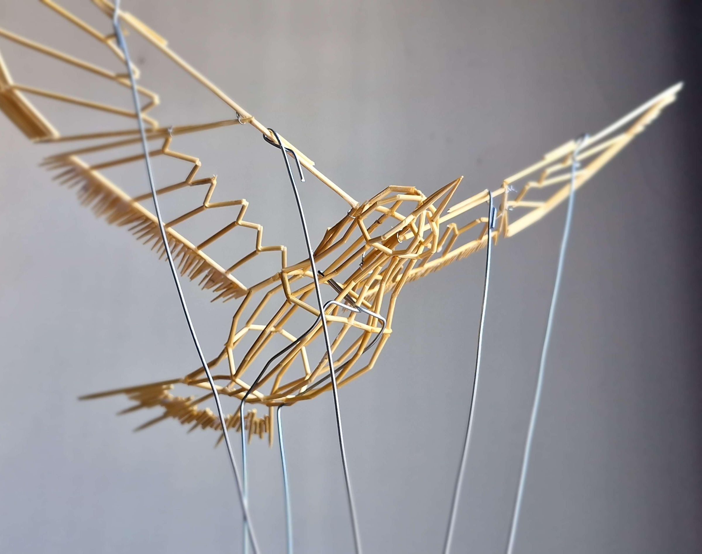Crafting a Moving Bird Sculpture From Wooden Sticks and Balsa Wood