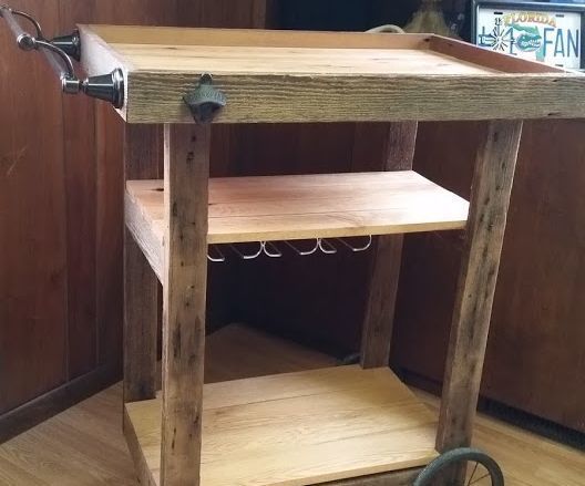 Reclaimed Barn Wood Bar Cart