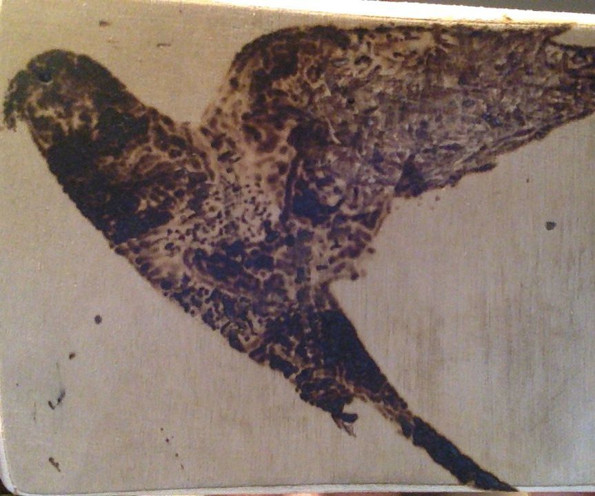 Wood etching with a magnifying glass