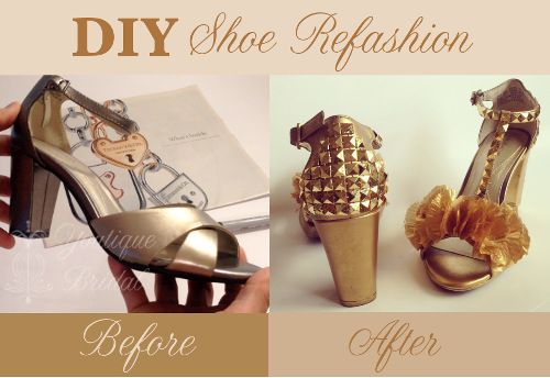 How to Refashion Bridal Shoes (Flower Petals & Pyramid Trims)
