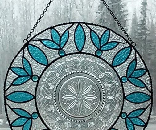 Crystal Plate and Stained Glass Hanging