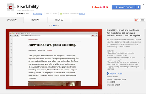 Install the Readability Extension 