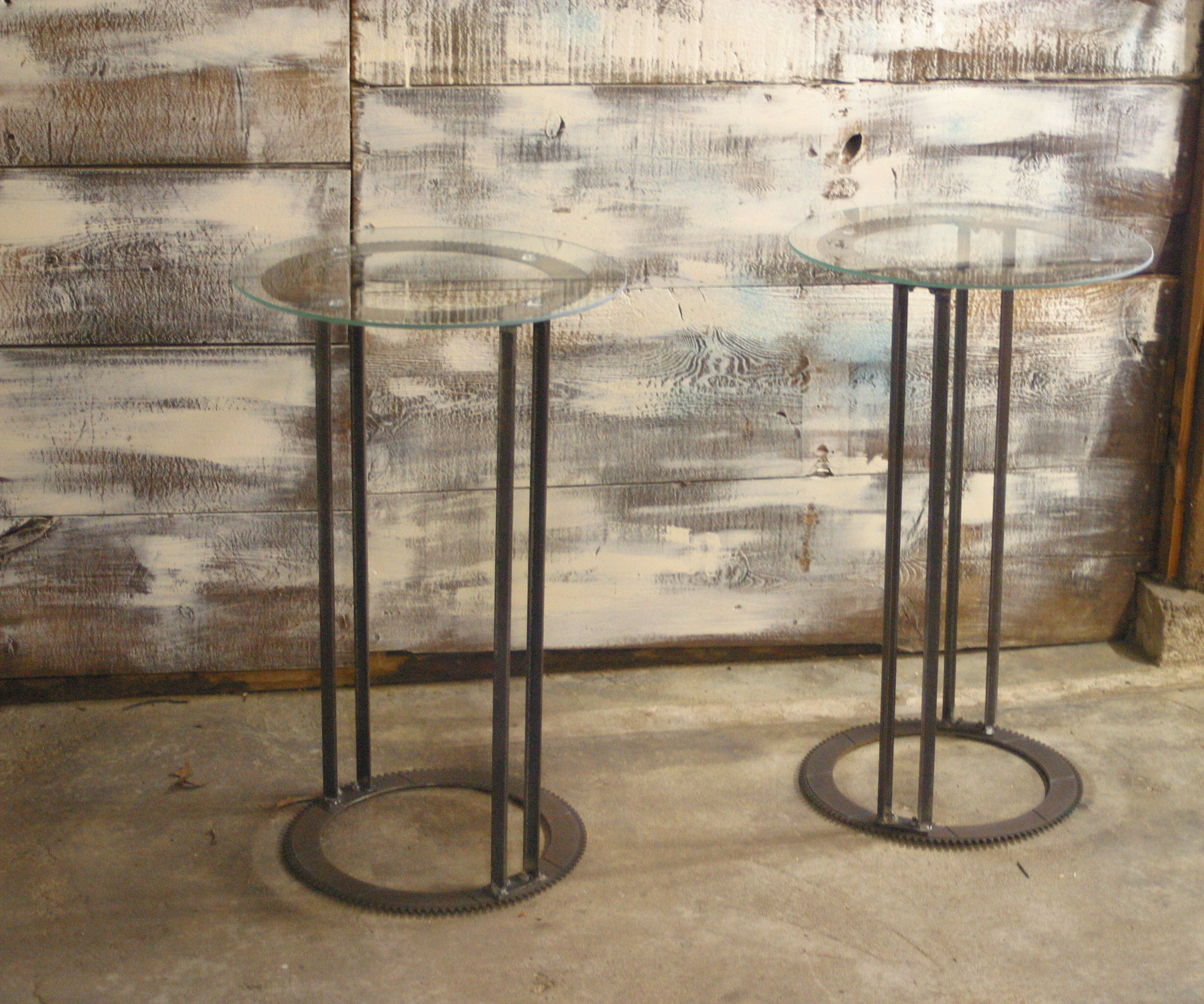 Steampunk Glass and Gear Tables