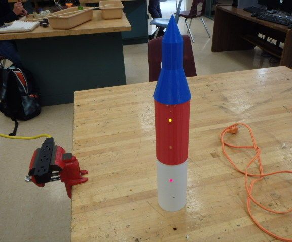 Light-Up 3D Printed Rocket Ship With Base