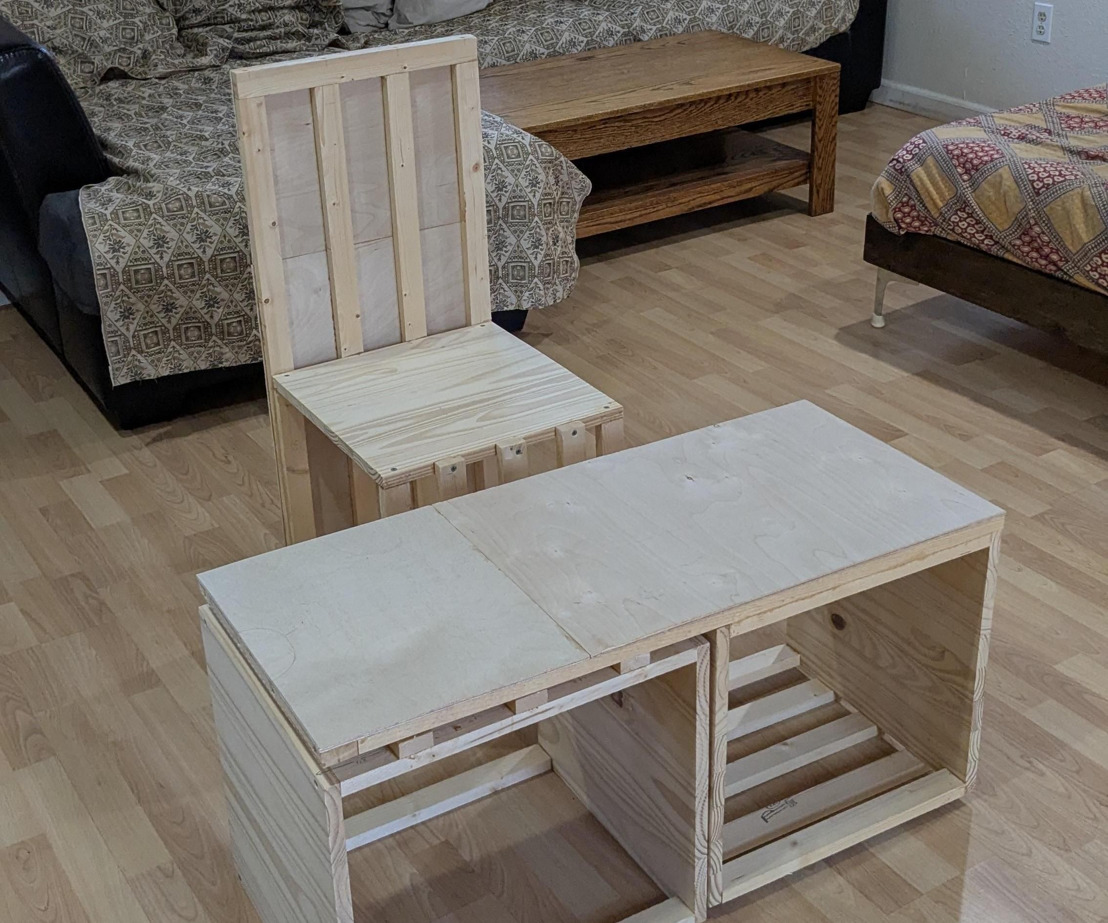 4-in-1 Modular Multi-Part Chair/Table/Bookshelf/Bench With Stool