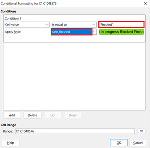 Applying the Styles to the Column Containing the Task Progression Values