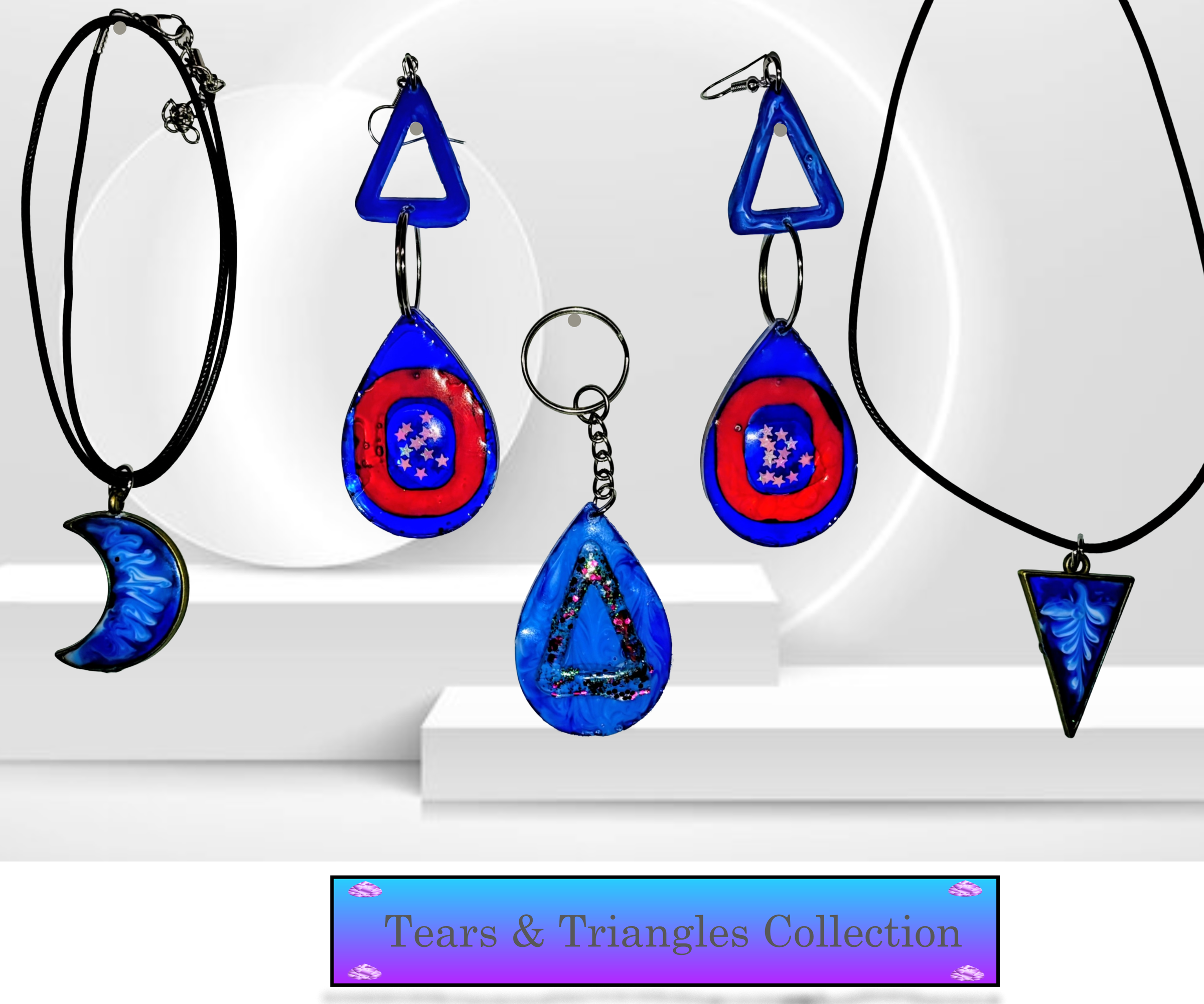 Tears & Triangles Collection: Home Made UV Resin Jewellery Set.