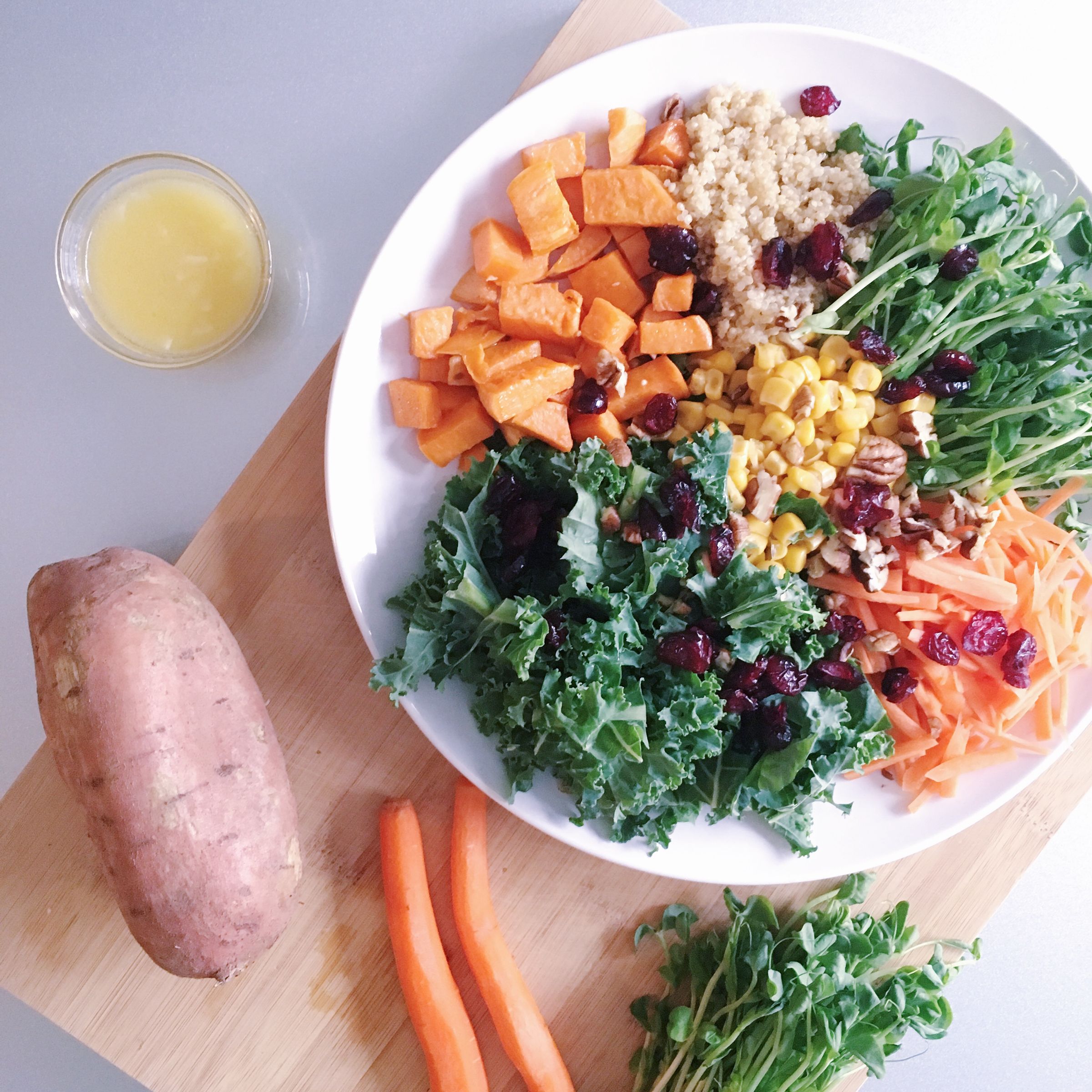 RECIPE ROASTED YAM & VEGGIE SALAD WITH LEMON DRESSING 4 Steps (with