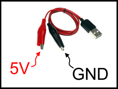 USB 5V Alligator Clip Breakout